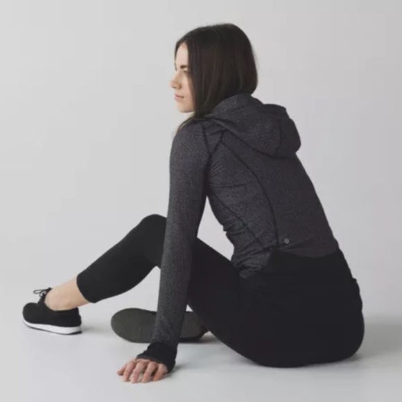 Lululemon Women’s Daily Practice Zip Up Hoodie Jacket In Black Herringbone - Picture 2 of 14